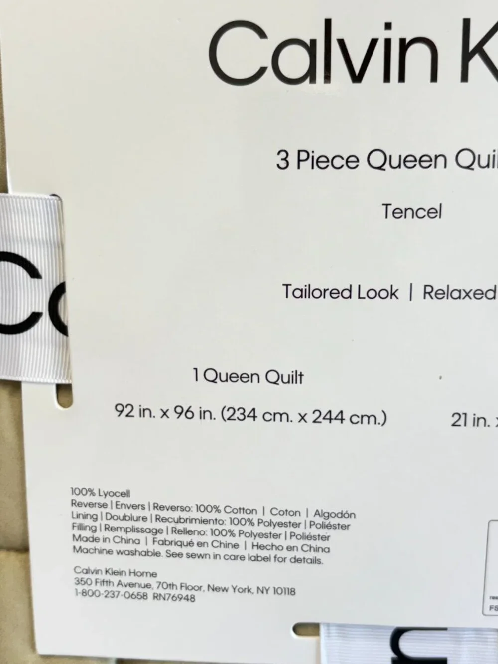 Calvin Klein Tencel Green F/Queen Quilt & Shams Box Stich  3PC set  New $334